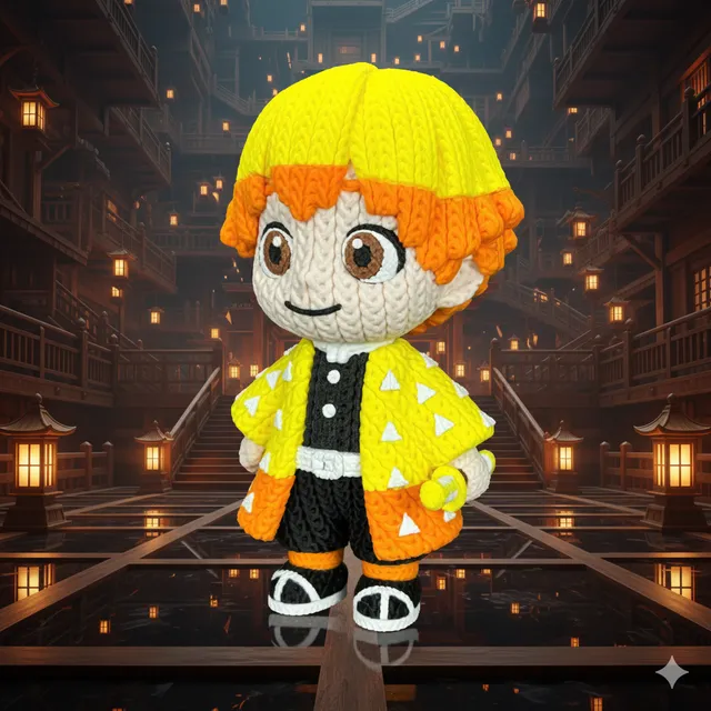 L'Atelier di Zelda Stampe Incantate Zenitsu statua crochet PLA Demon Slayer