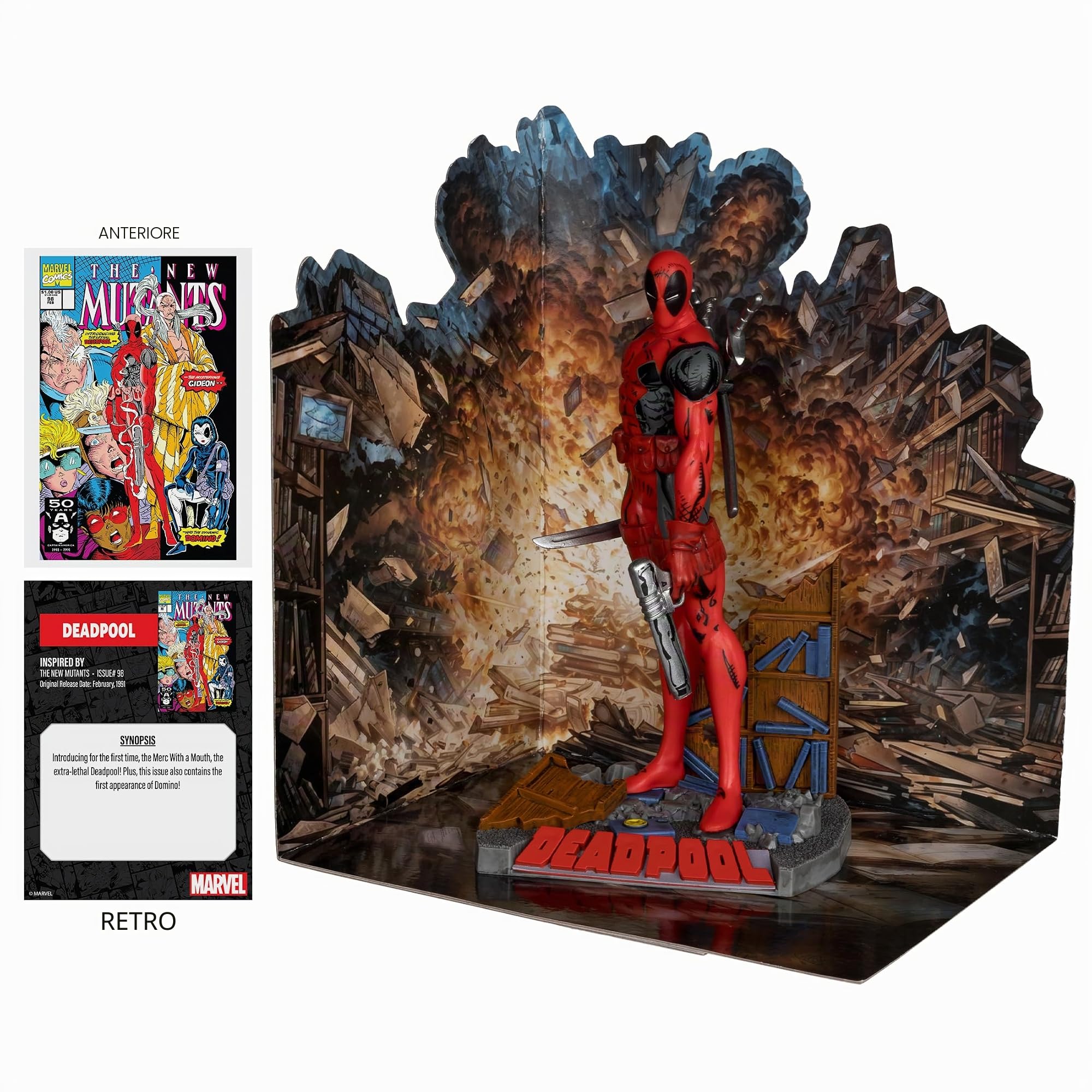 McFarlane Marvel Deadpool New Mutants 98 statua 1:10 con scena