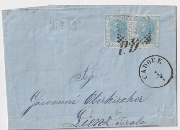 TS Collezionismo Filatelia 1863 Messina busta 15 cent