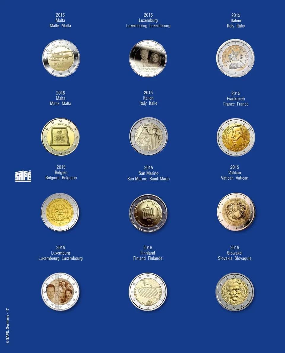 SAFE Zusatzblätter 7302-17 foglio 2 euro 2015 per capsule