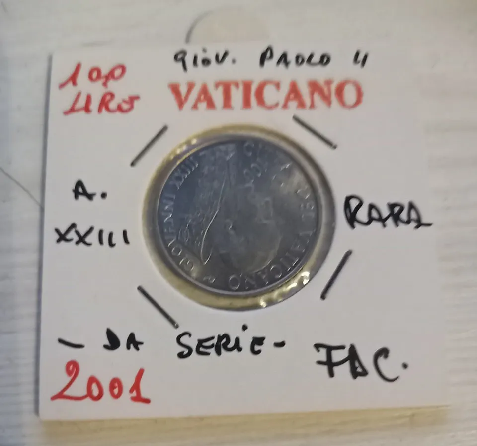 TS Collezionismo Numismatica Vaticano 100 Lire 2001 Moneta FDC