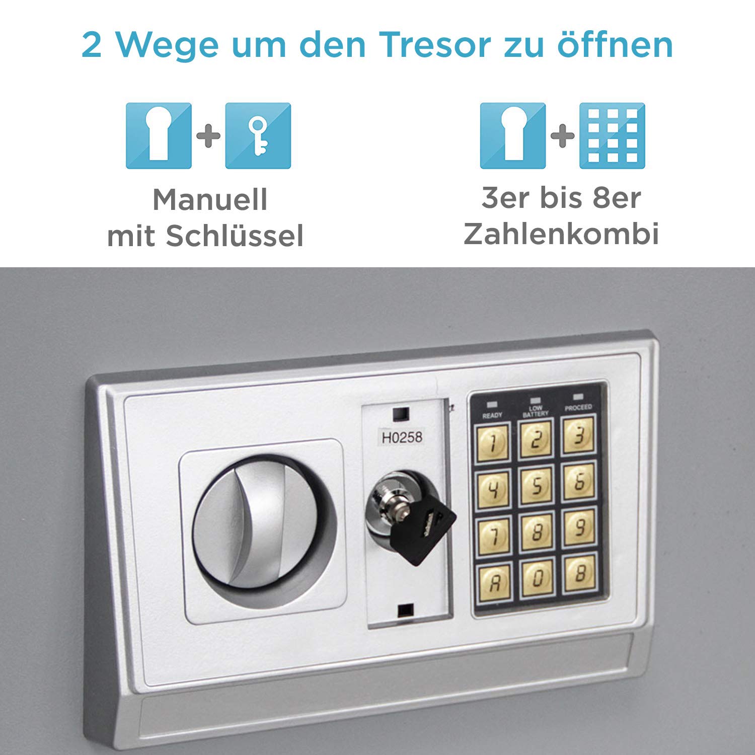 Safe 3994 Cassaforte Muro Acciaio Codice Chiave Segreta