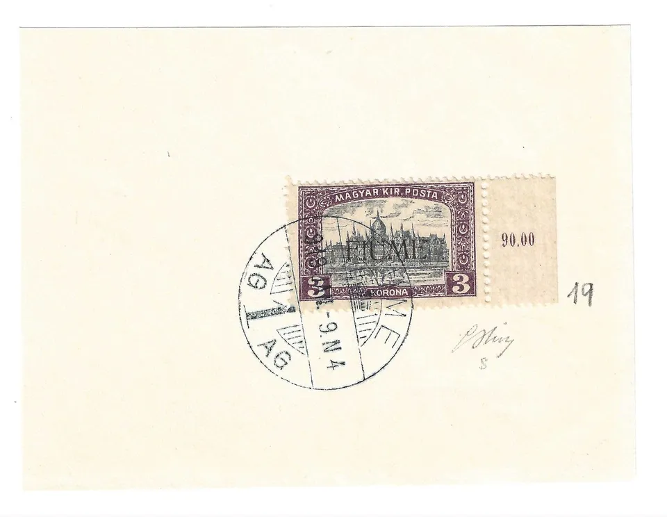 TS Collezionismo Filatelia Fiume Vedute 3k violetto frammento