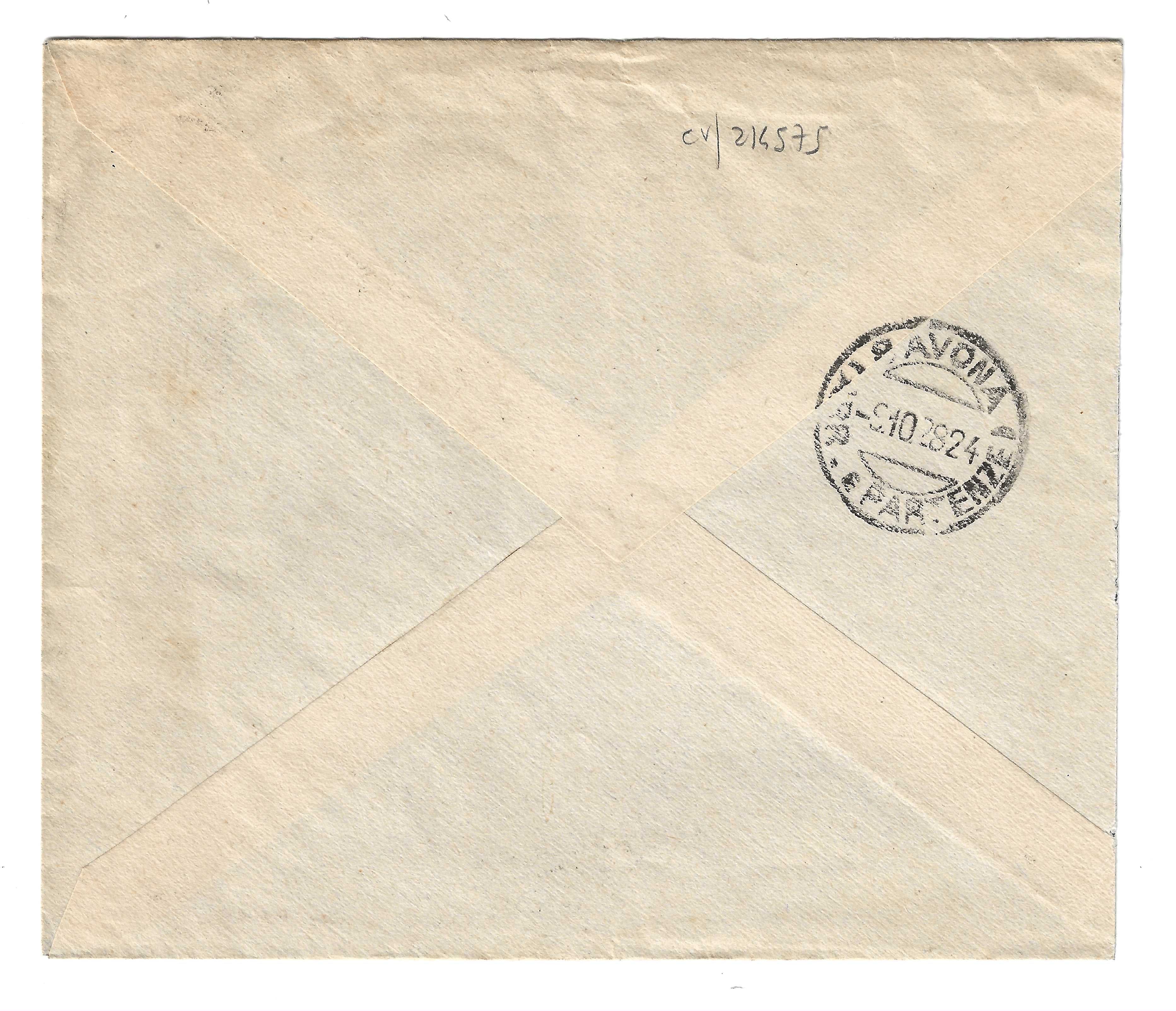 TS Collezionismo Filatelia Busta 1928 Savona Emanuele Filiberto 20c