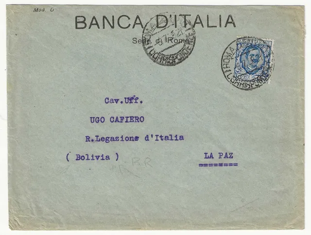 TS Collezionismo Filatelia 1926 Regno Busta La Paz Bolivia 1,25 Floreale