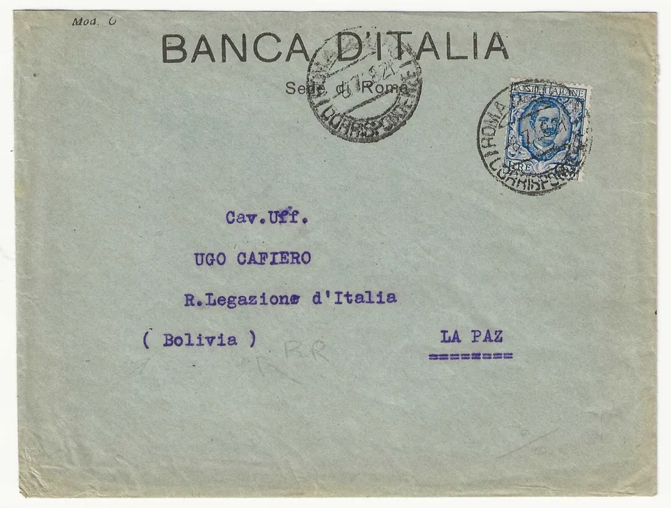 TS Collezionismo Filatelia 1926 Regno Busta La Paz Bolivia 1,25 Floreale