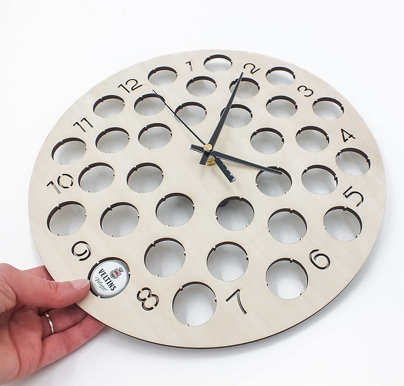 Safe Uhren Orologio Legno Tappi Birra 32 Tappi Ø 30 cm Betulla