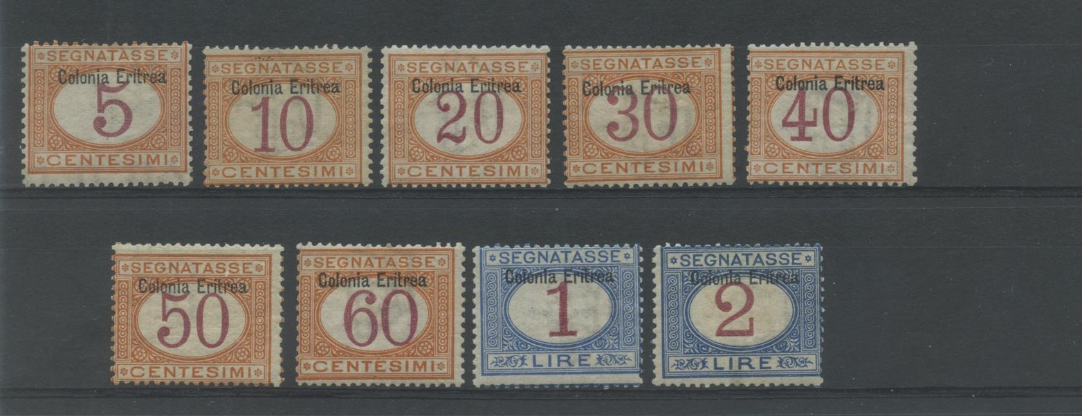 TS Collezionismo Filatelia Eritrea 1903 Segnatasse 9 valori MH*