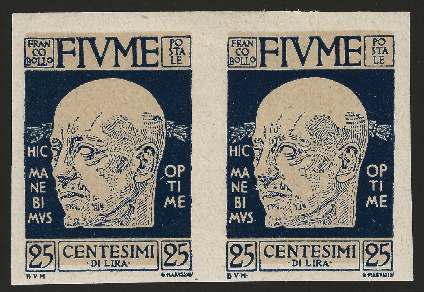 TS Collezionismo Fiume D’Annunzio francobolli 25c coppia