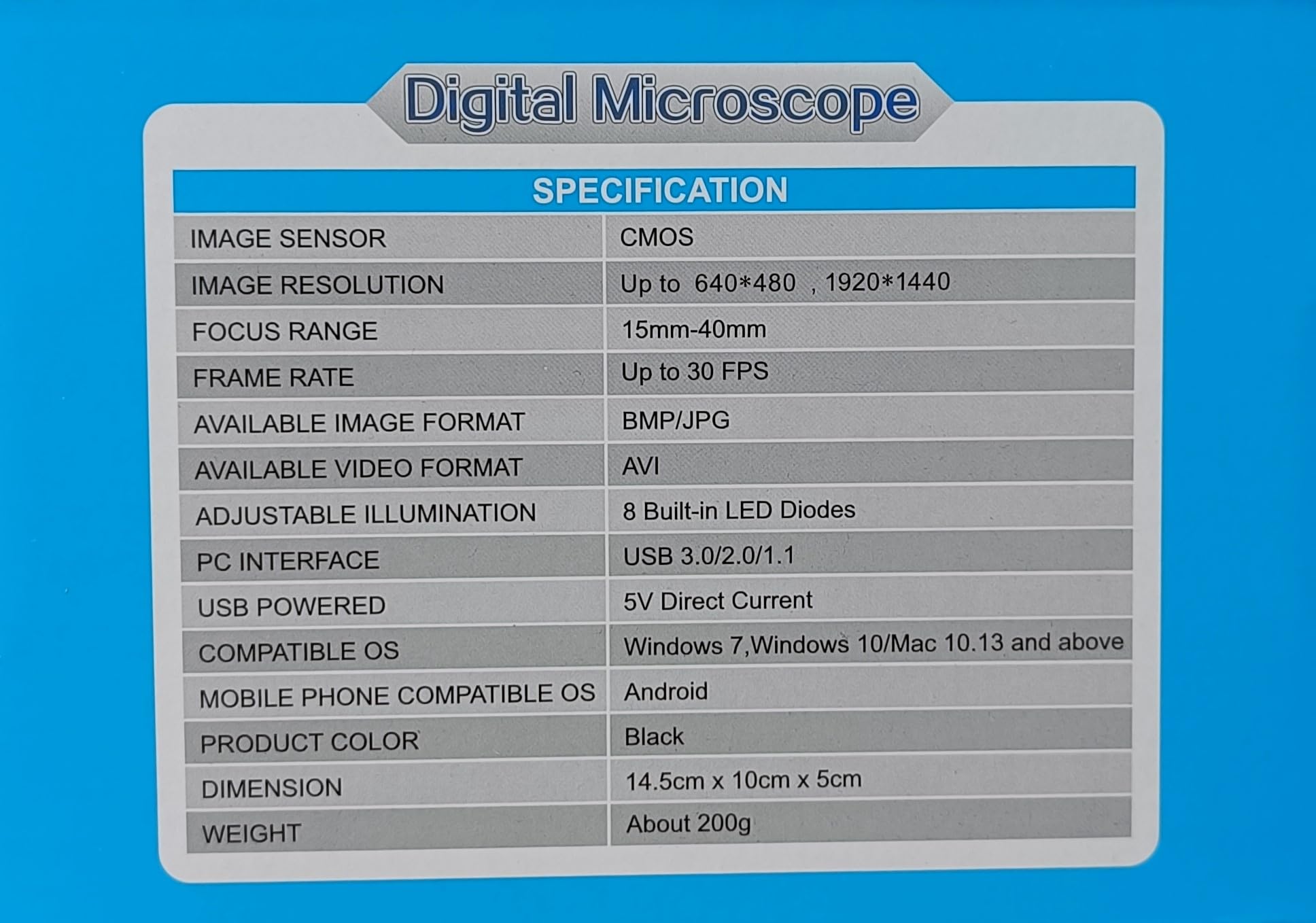 Safe 9757 Microscopio Digitale USB 500x 8 LED Monete
