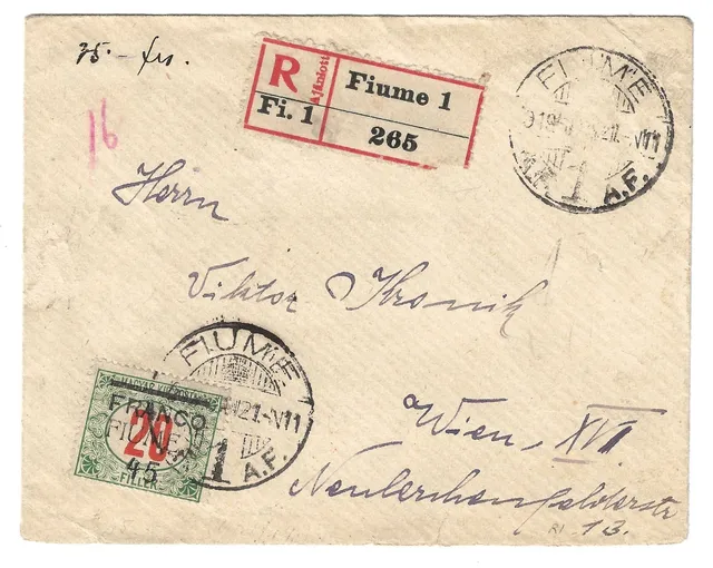 TS Collezionismo Filatelia Lettera Fiume 1919 Franco 45