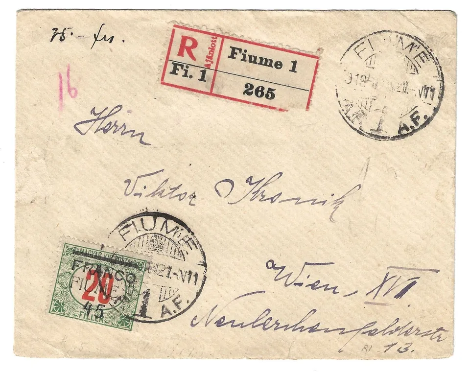 TS Collezionismo Filatelia Lettera Fiume 1919 Franco 45
