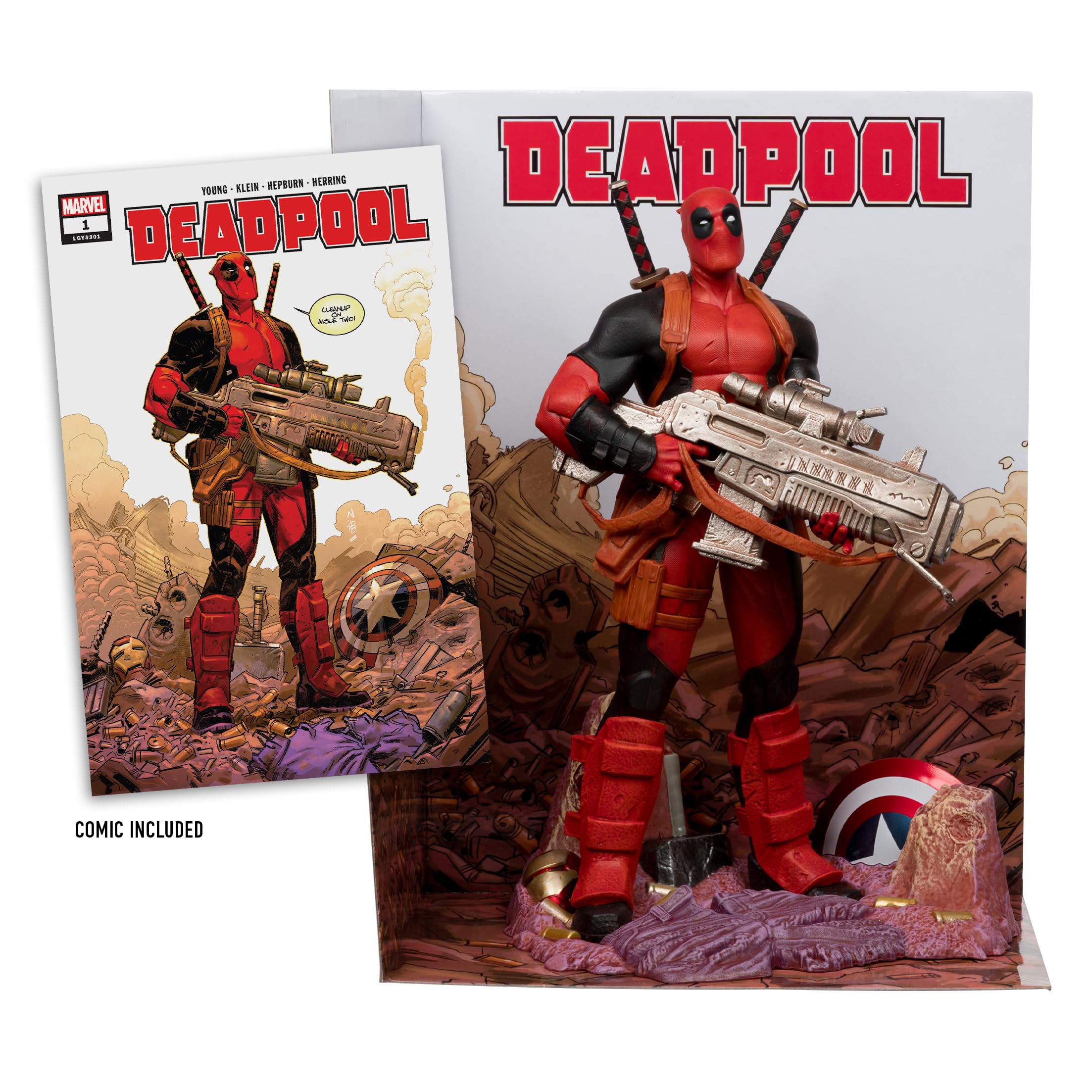 McFarlane Marvel Deadpool 1:6 statua con scena e fumetto #1
