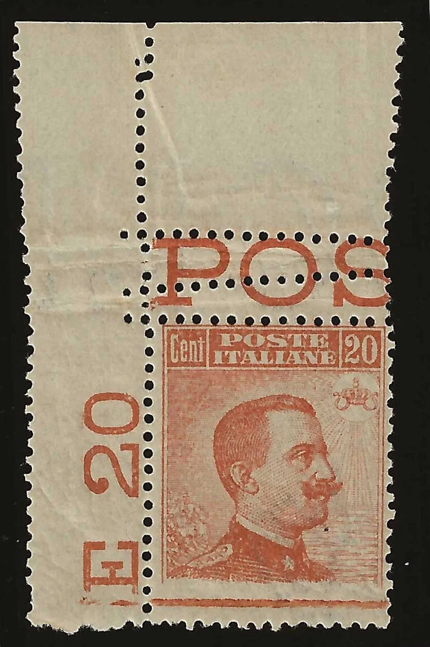 TS Collezionismo Filatelia Michetti 20 c. 1917 angolo foglio francobollo