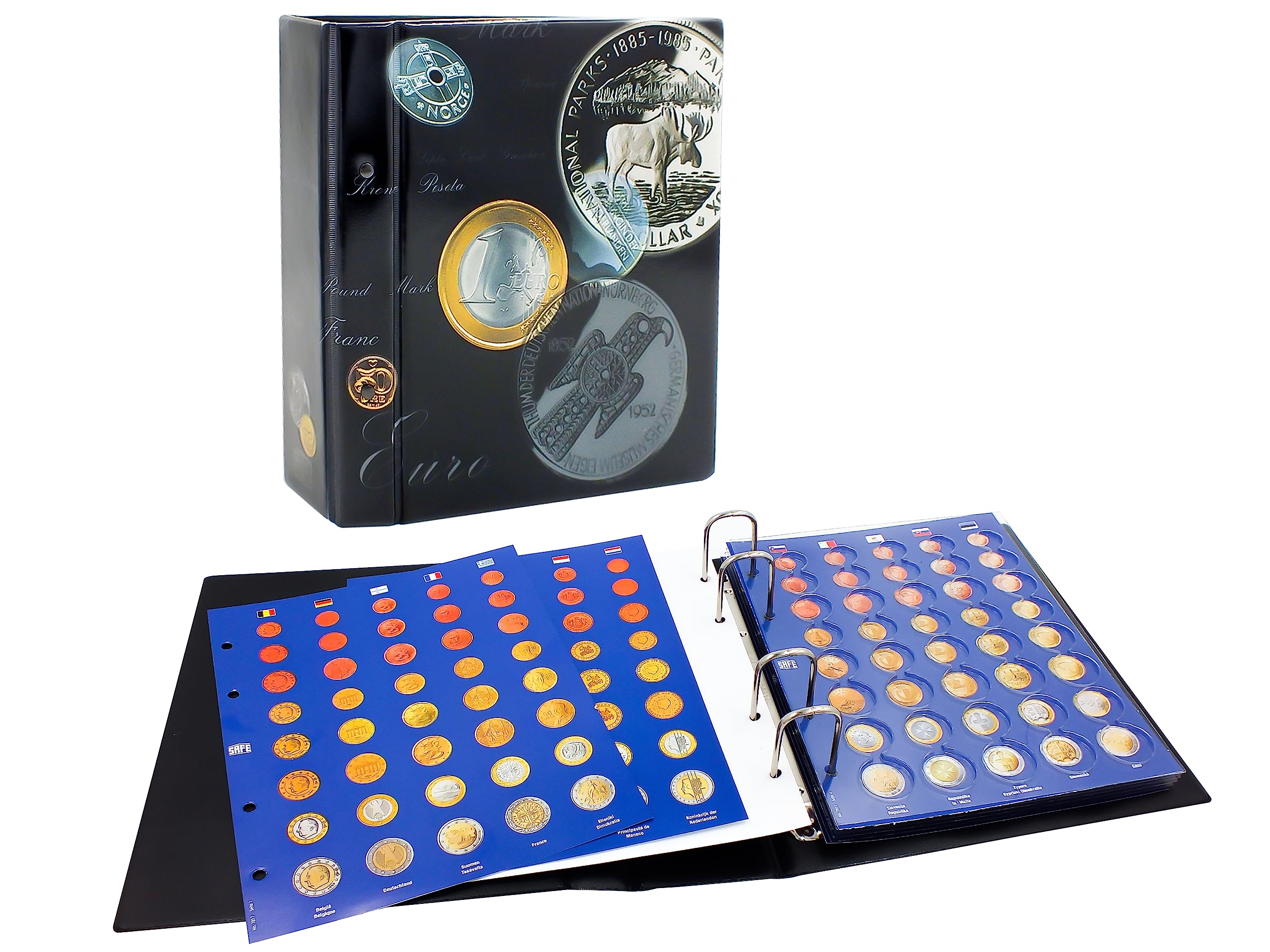 Safe 7817 album monete euro 1 cent-2 euro 5 fogli 4 anelli