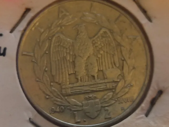 Regno D'Italia 2 Lire 1940 Moneta SPL Non Magnetica da collezione