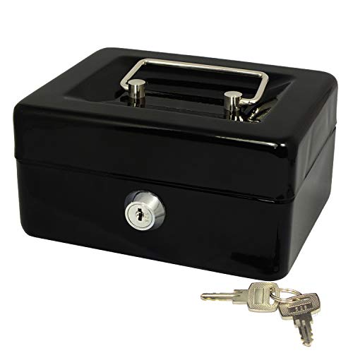 SAFE Cassetta Portavalori Nera 18x25x9 cm con Chiave Acciaio