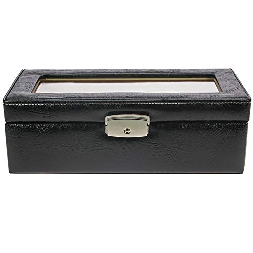 Safe 264 scatola portaorologi 5 posti vetro pelle nera