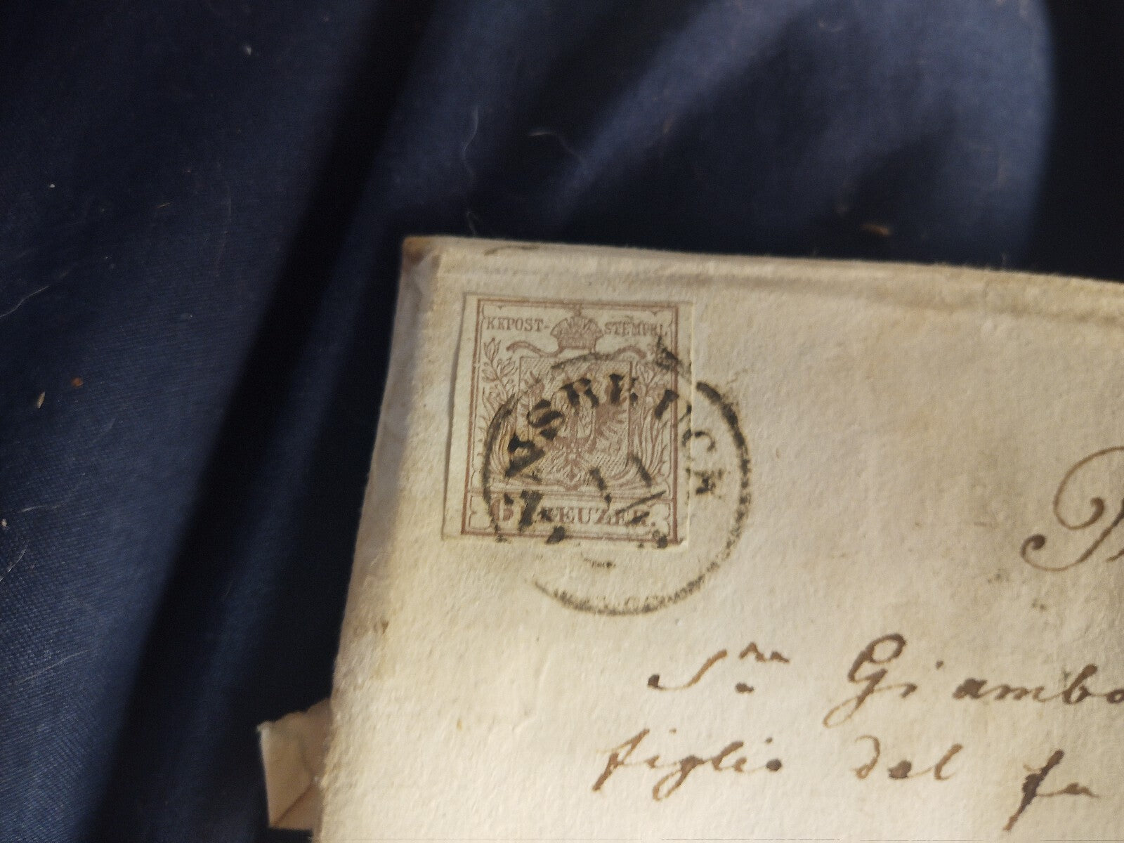 TS Collezionismo Filatelia Lombardo Veneto 1855 Lettera 6 Kreuzer Sigilli