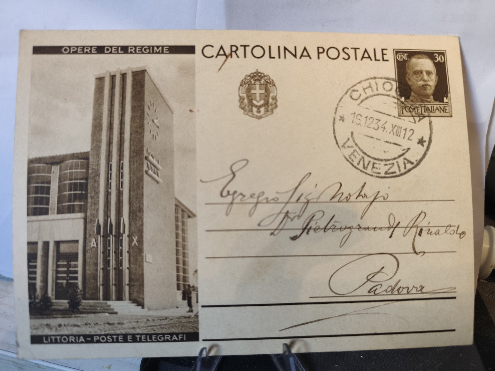 Cartolina Postale Venezia Anno XIII Littoria Opere Regime
