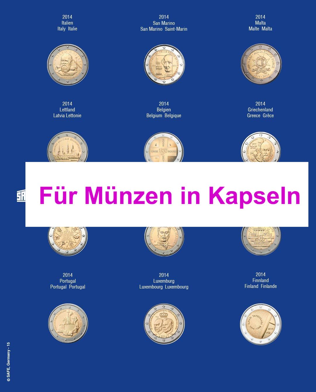 Safe Zusatzblätter 7302-15 Foglio 2 Euro 2014 per Capsule