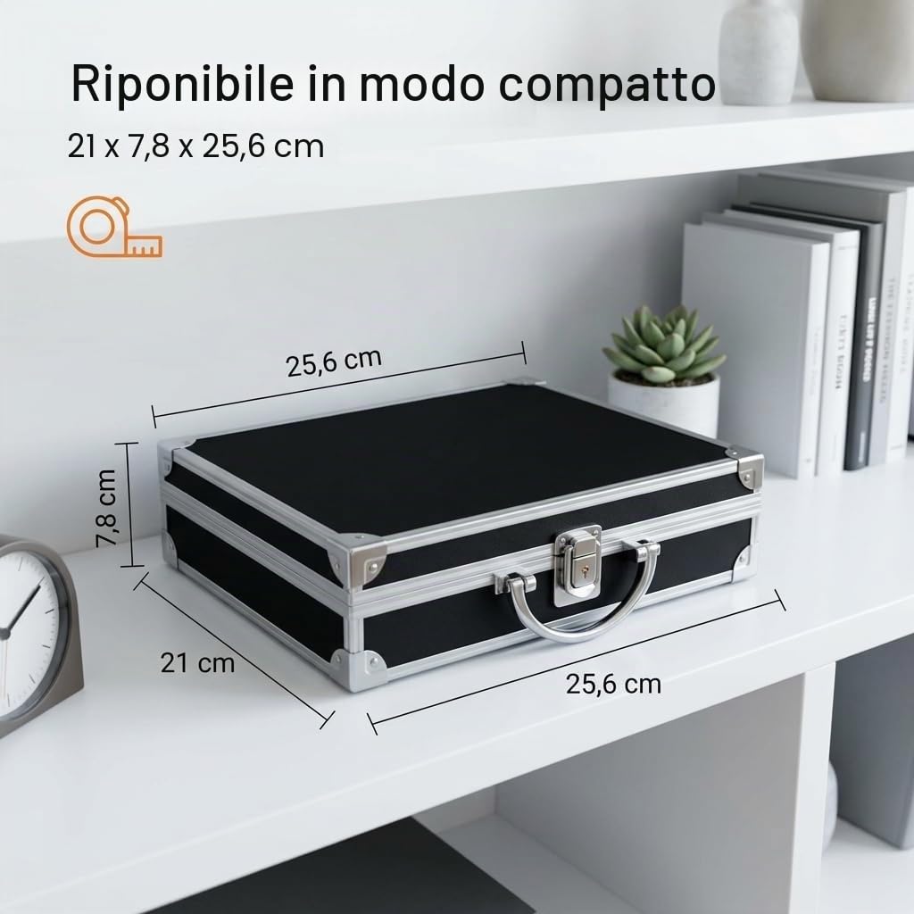 Safe 9801 valigia portamonete alluminio 6 vassoi 200 monete