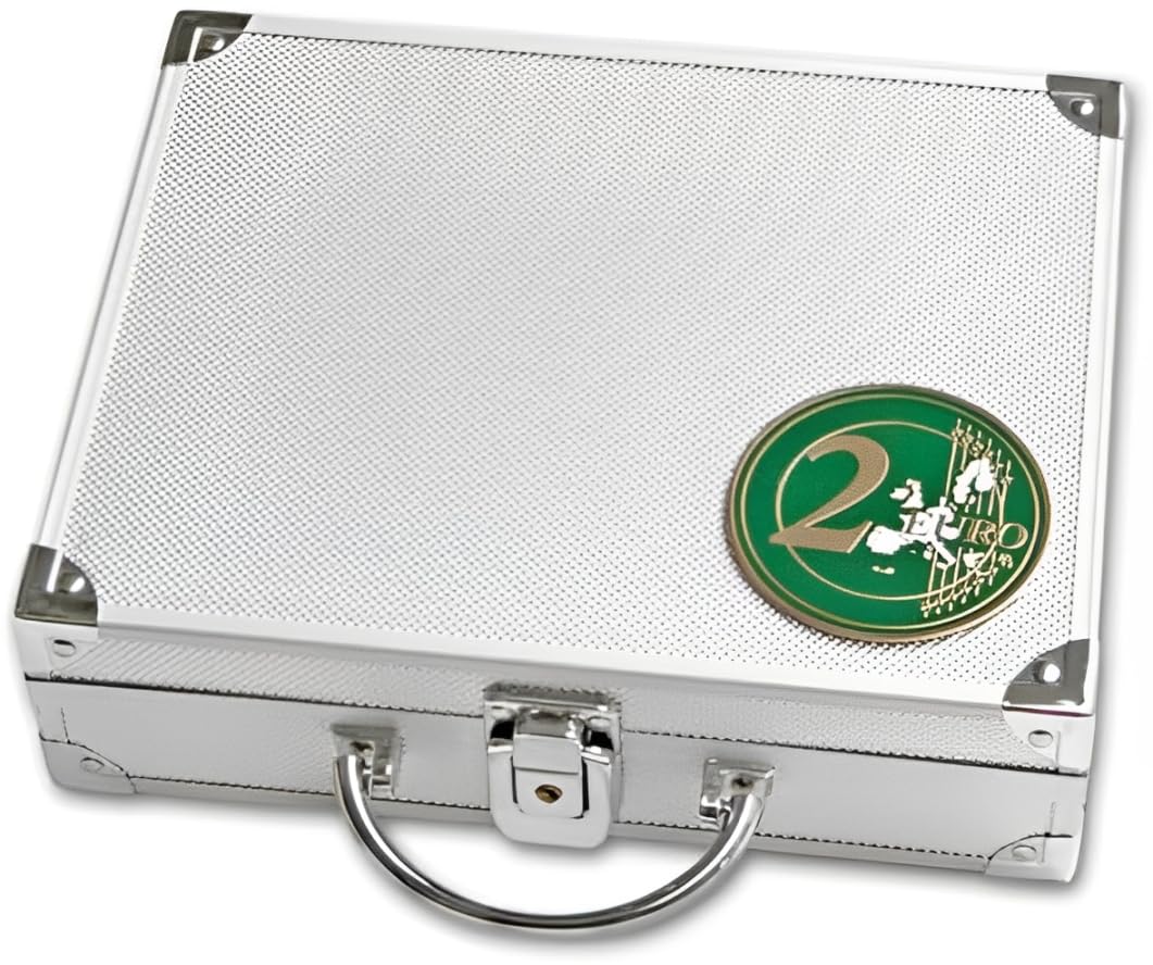 Safe Münzkoffer 172 valigetta monete 180 pezzi 2 euro alluminio