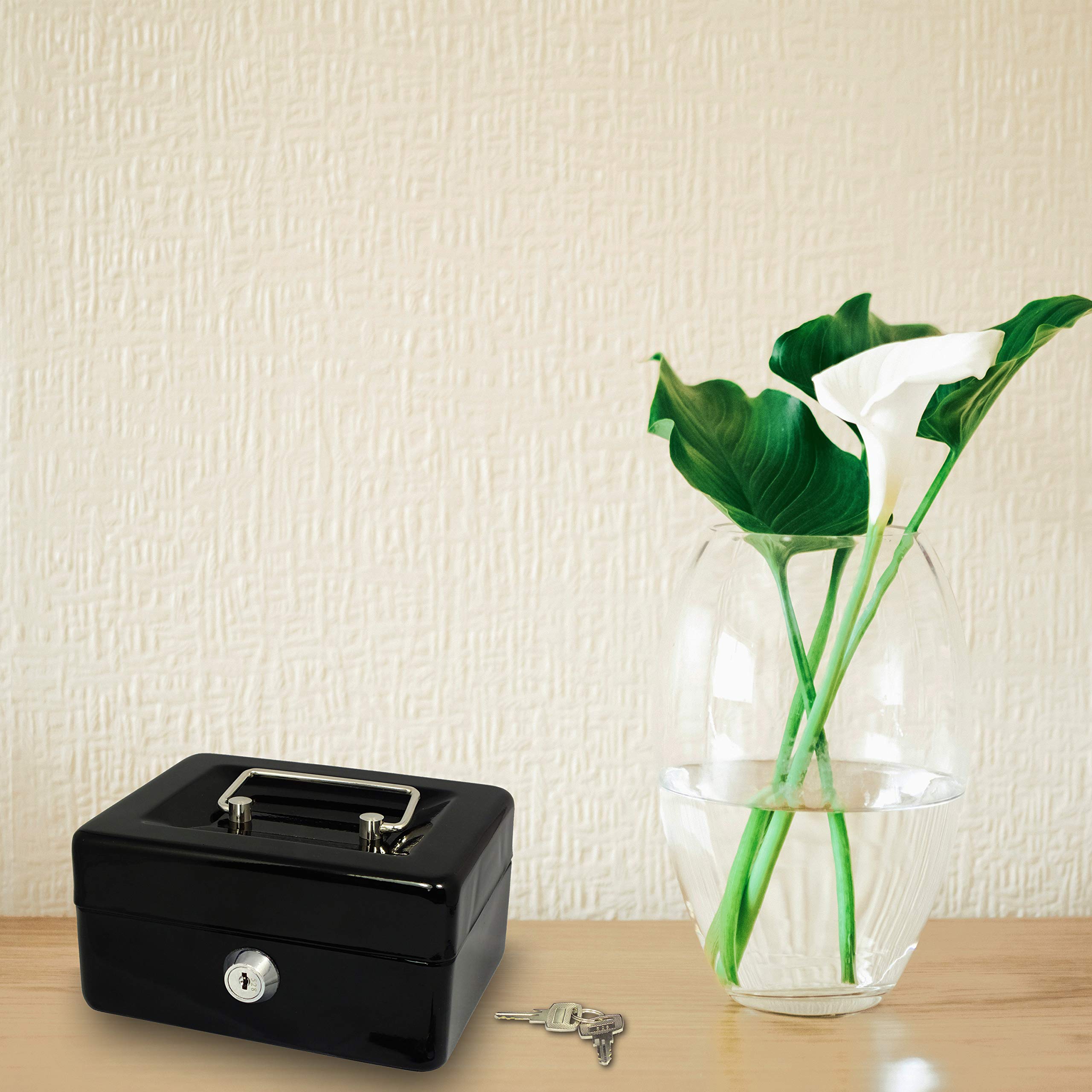 SAFE Cassetta Portavalori Nera 18x25x9 cm con Chiave Acciaio