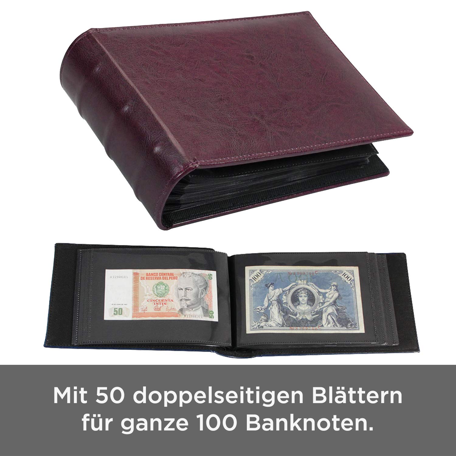 SAFE 4138 album banconote rosso vinaccia 50 fogli 100 pezzi