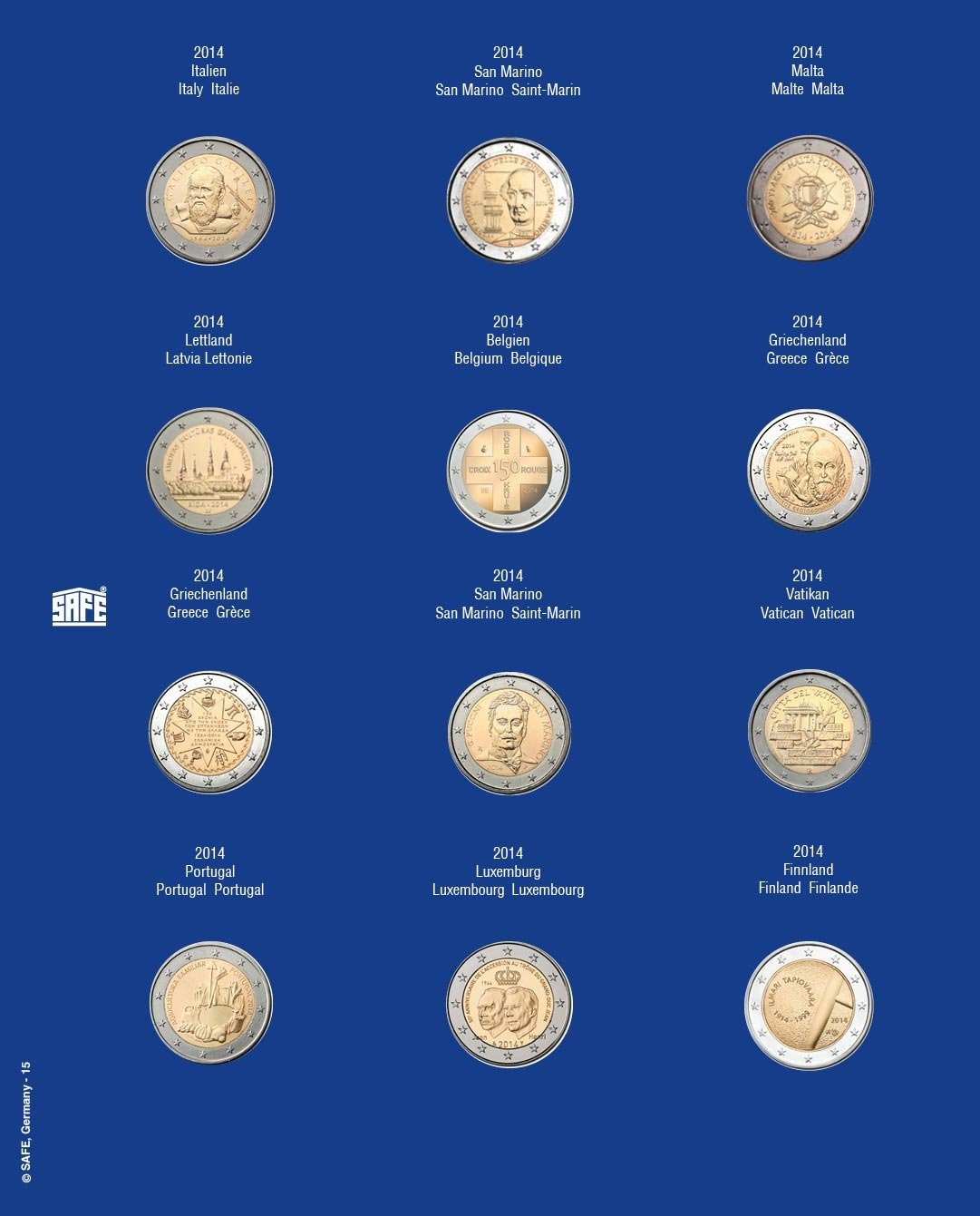 SAFE 7302-15 Foglio 2 Euro 2014 per capsule commemorative