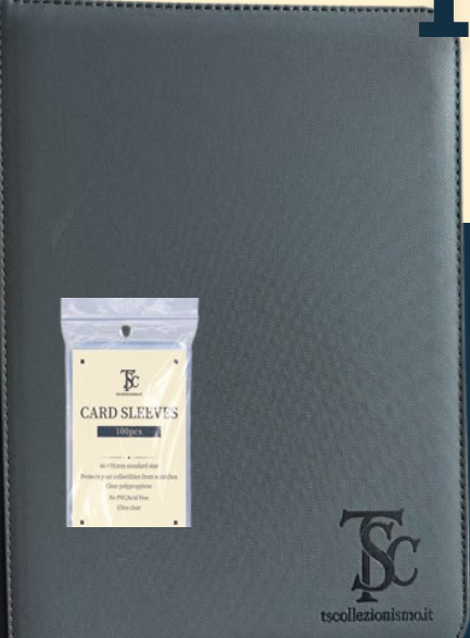 TS Collezionismo Binder 9 Tasche Zip Grigio + 100 Sleeves
