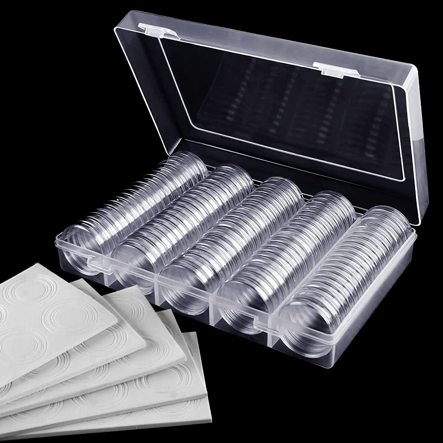 SAFE Set 100 capsule monete 30 mm con inserti foam