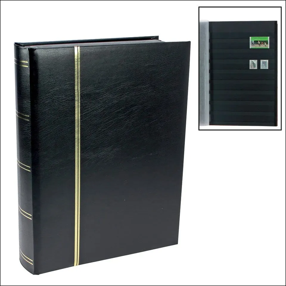 Safe Album Francobolli 64 Pagine Nere Effetto Pelle