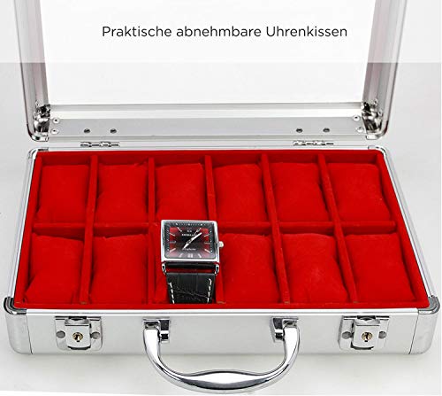 Safe Group 265 portaorologi alluminio 12 orologi velluto rosso