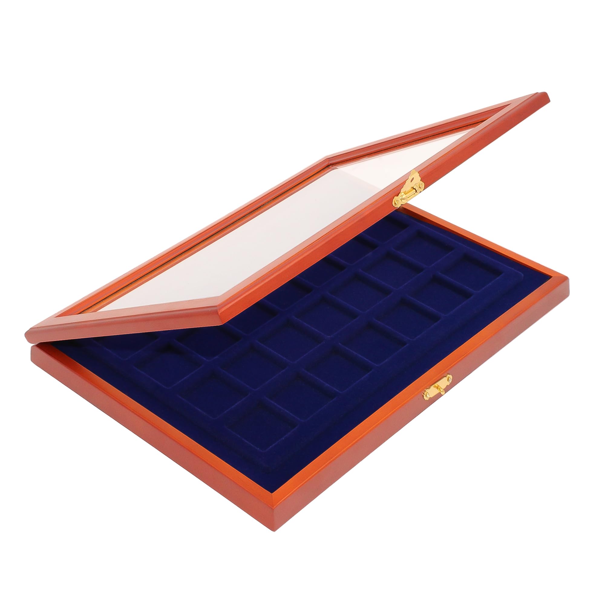 Safe 5902 teca legno 70 monete 25 mm velluto blu