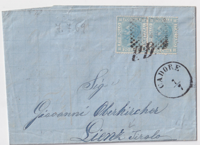 TS Collezionismo Filatelia 1863 Messina busta 15 cent