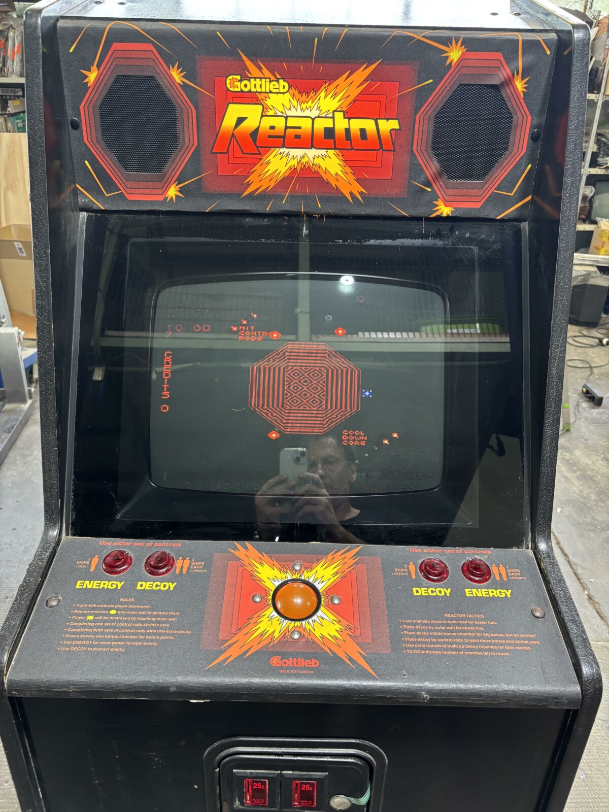 Arcade Story Reactor gioco arcade raro trackball Gottlieb 1982