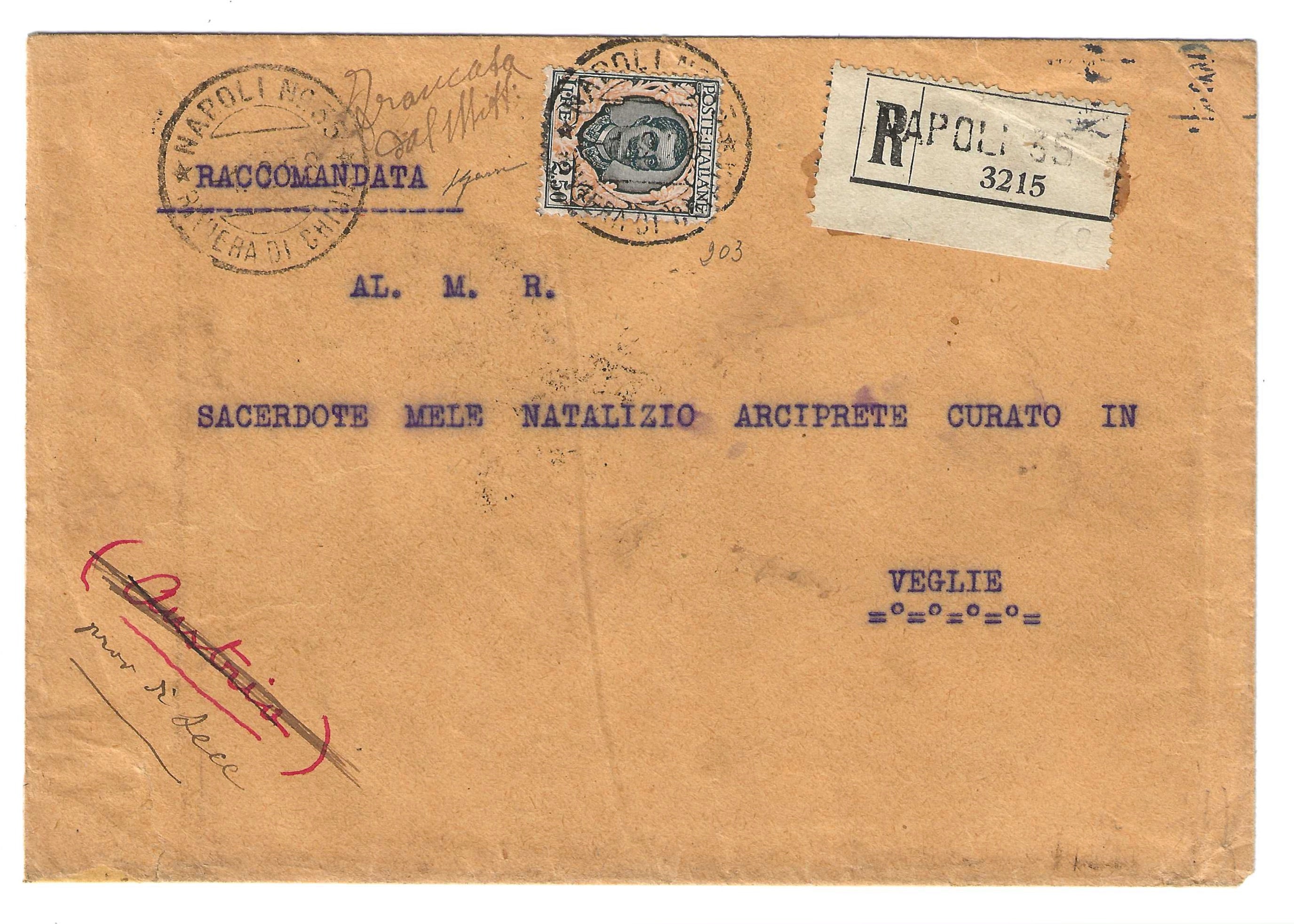 TS Collezionismo Filatelia Busta 1928 Veglie Floreale 2,50 lire