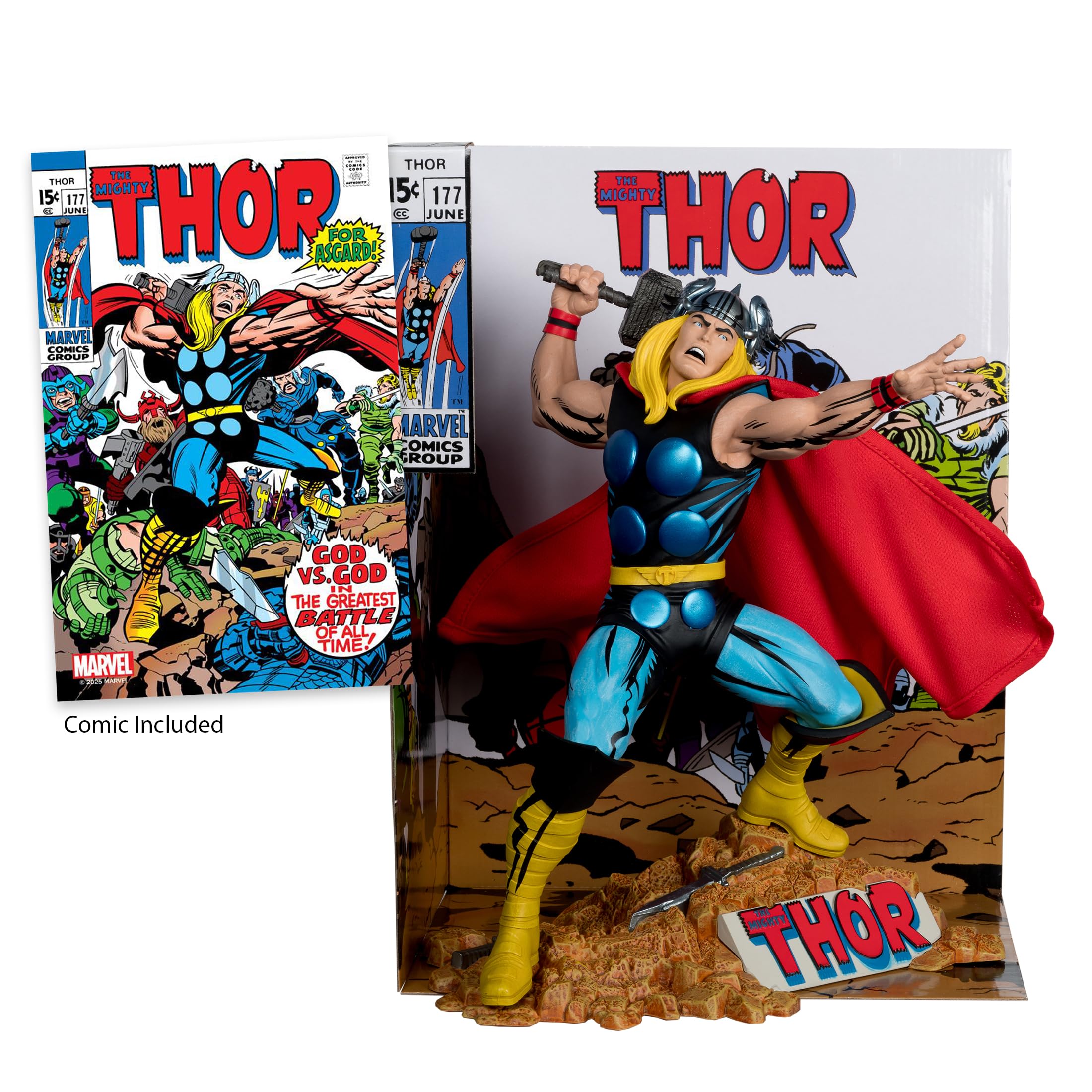 McFarlane Marvel Thor 1:6 statua con scena e fumetto #177