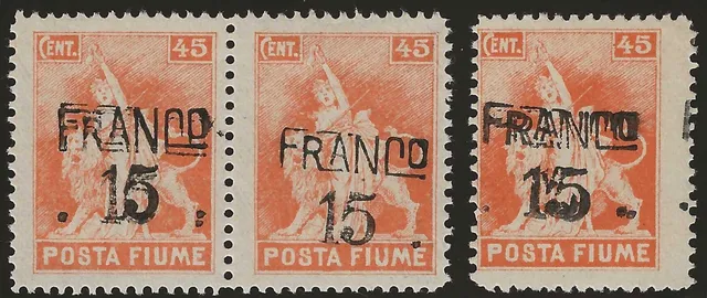 TS Collezionismo Filatelia Fiume 15 su 45c D79q Arancione MH*