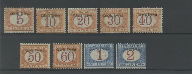 TS Collezionismo Filatelia Eritrea 1903 Segnatasse 9 valori MH*