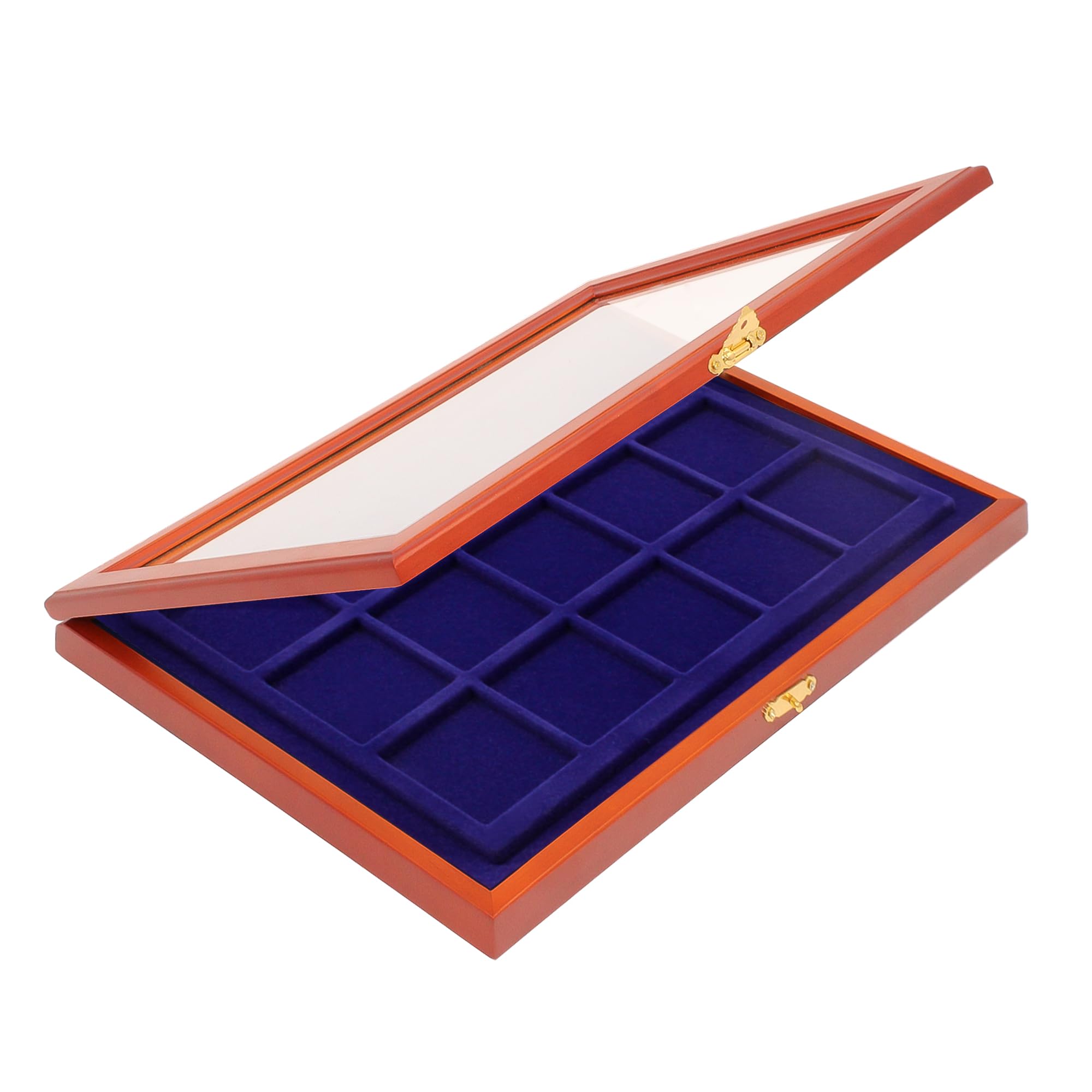 Safe 5902 teca legno 70 monete 25 mm velluto blu