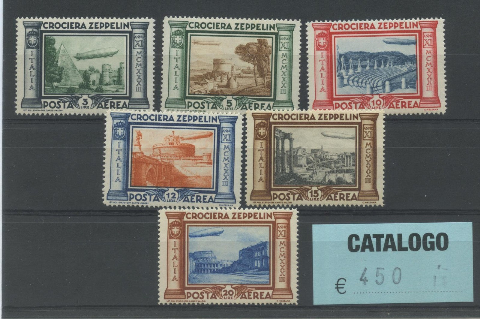 TS Collezionismo Filatelia Zeppelin 1933 6 valori nuovi MNH centratura