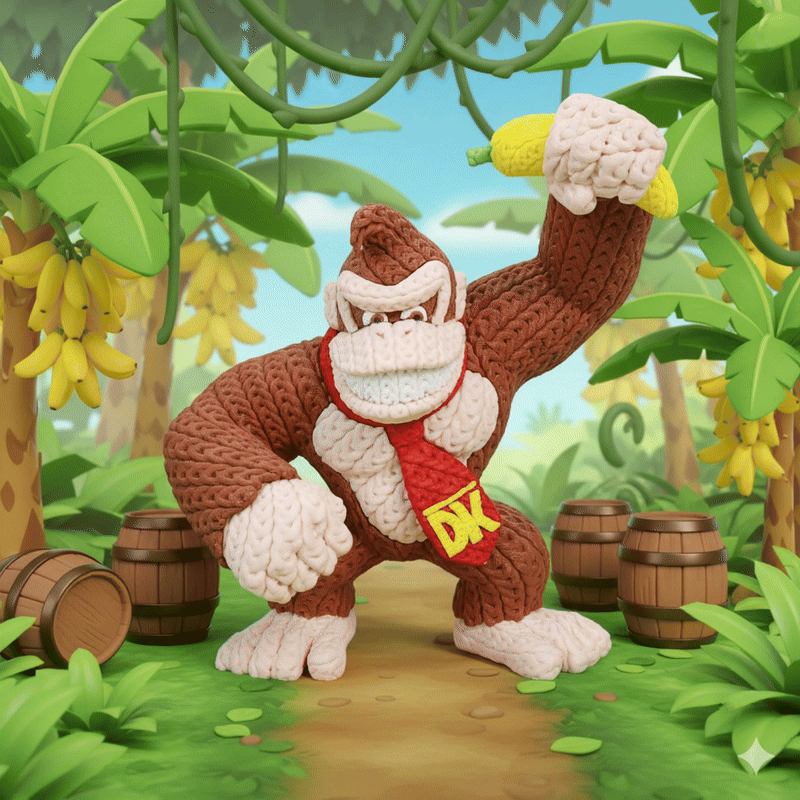 L'Atelier di Zelda Stampe Incantate Donkey Kong statua crochet Medium