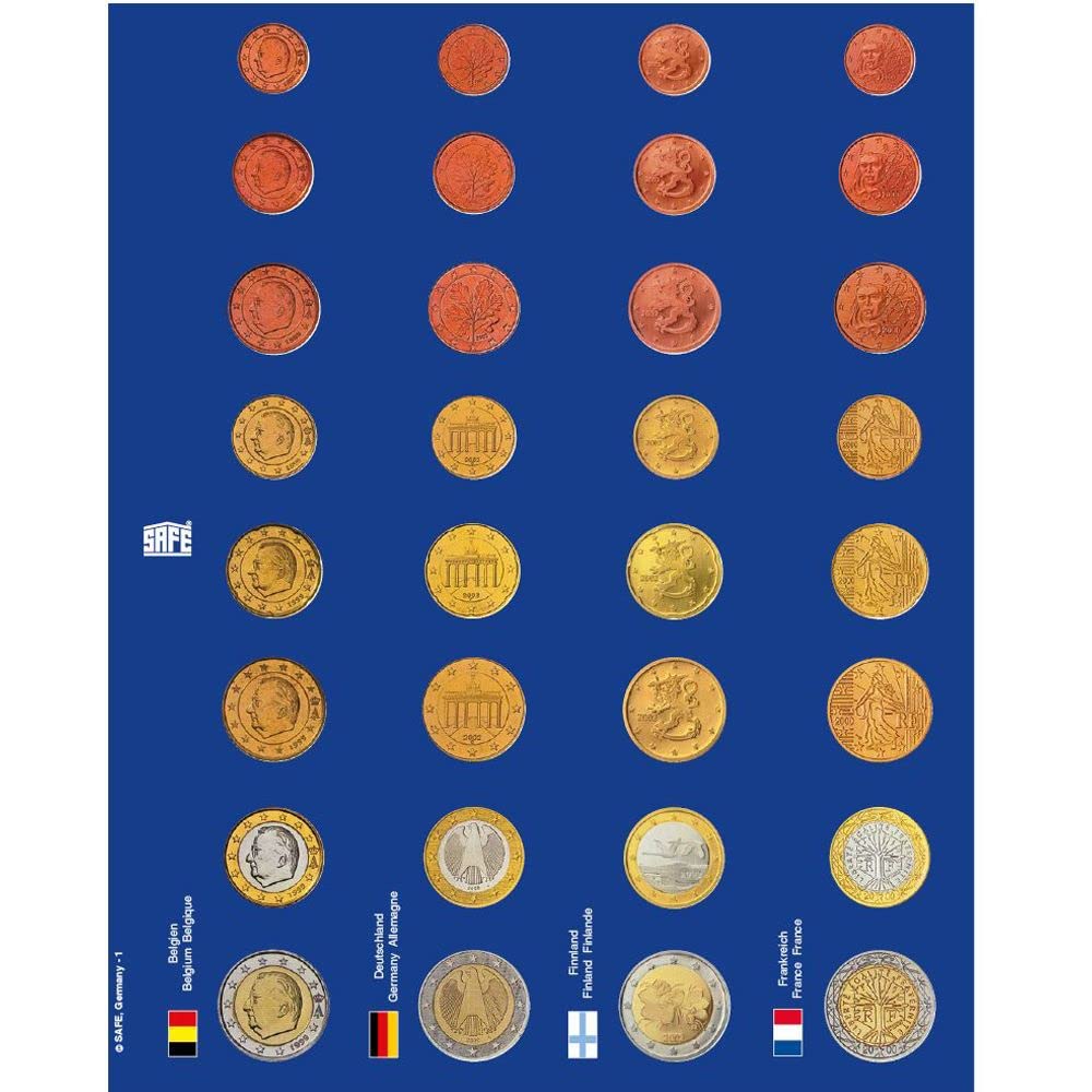 Safe 1865 set 6 fogli album euro in capsula a colori
