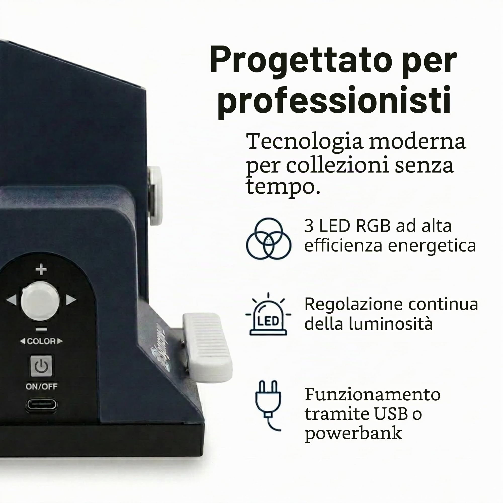 SAFE Signoscope Pro filigranoscopio francobolli 9 LED 8 colori
