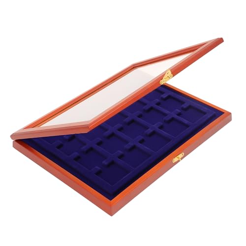 Safe 5846 Teca in Legno per 15 Monete 50 mm Velluto Blu