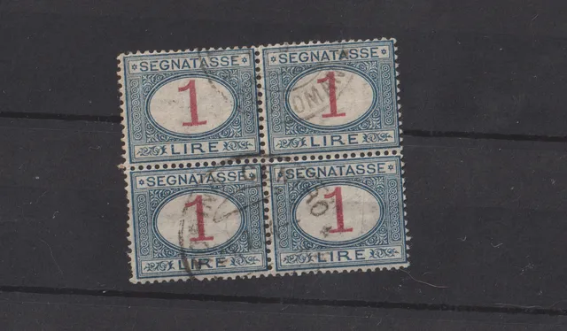 TS Collezionismo Filatelia Segnatasse 1 Lira Quartina usata