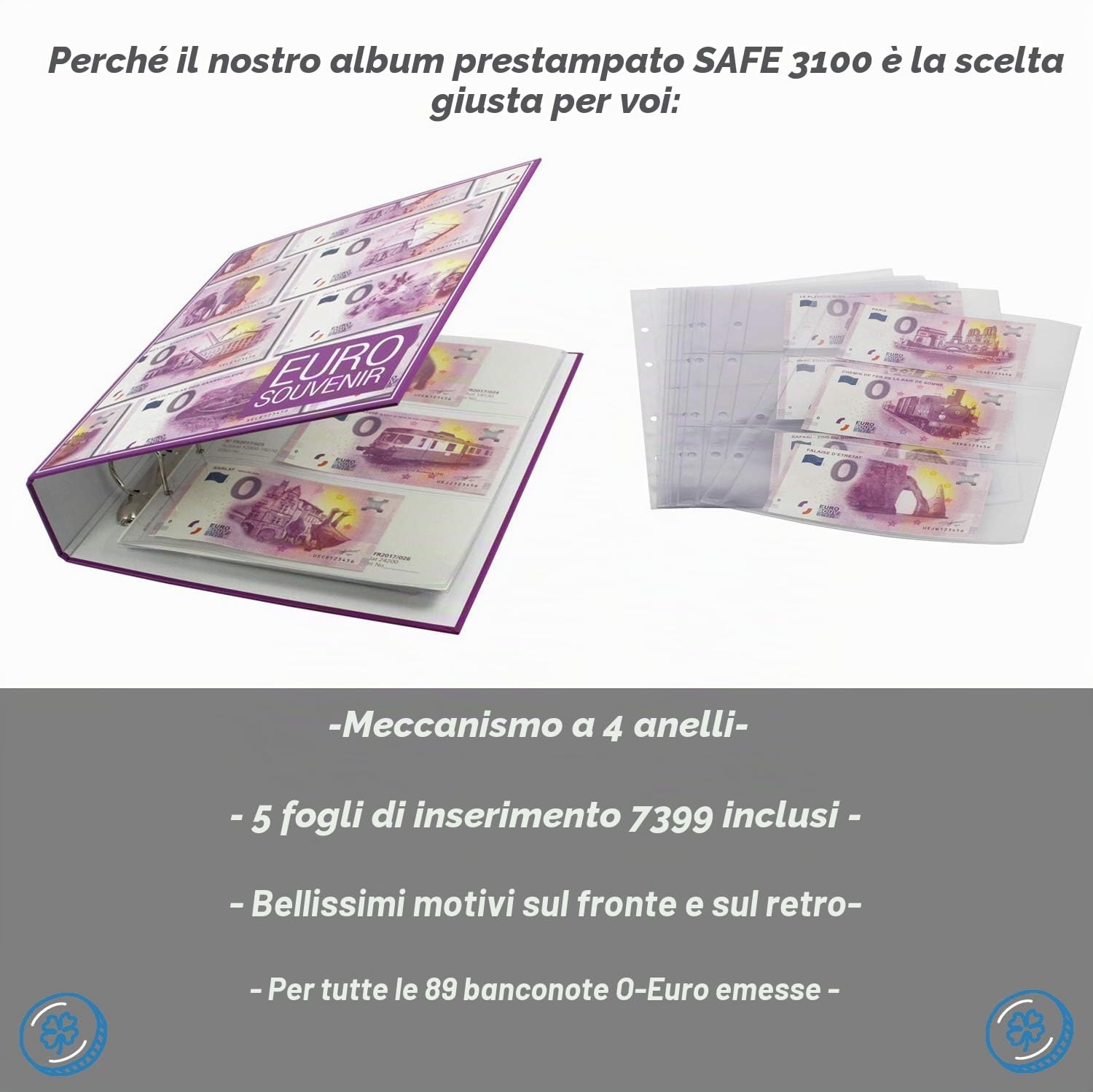 SAFE 3100 Album 0 Euro Tedesche con 5 Fogli rigido 4 anelli