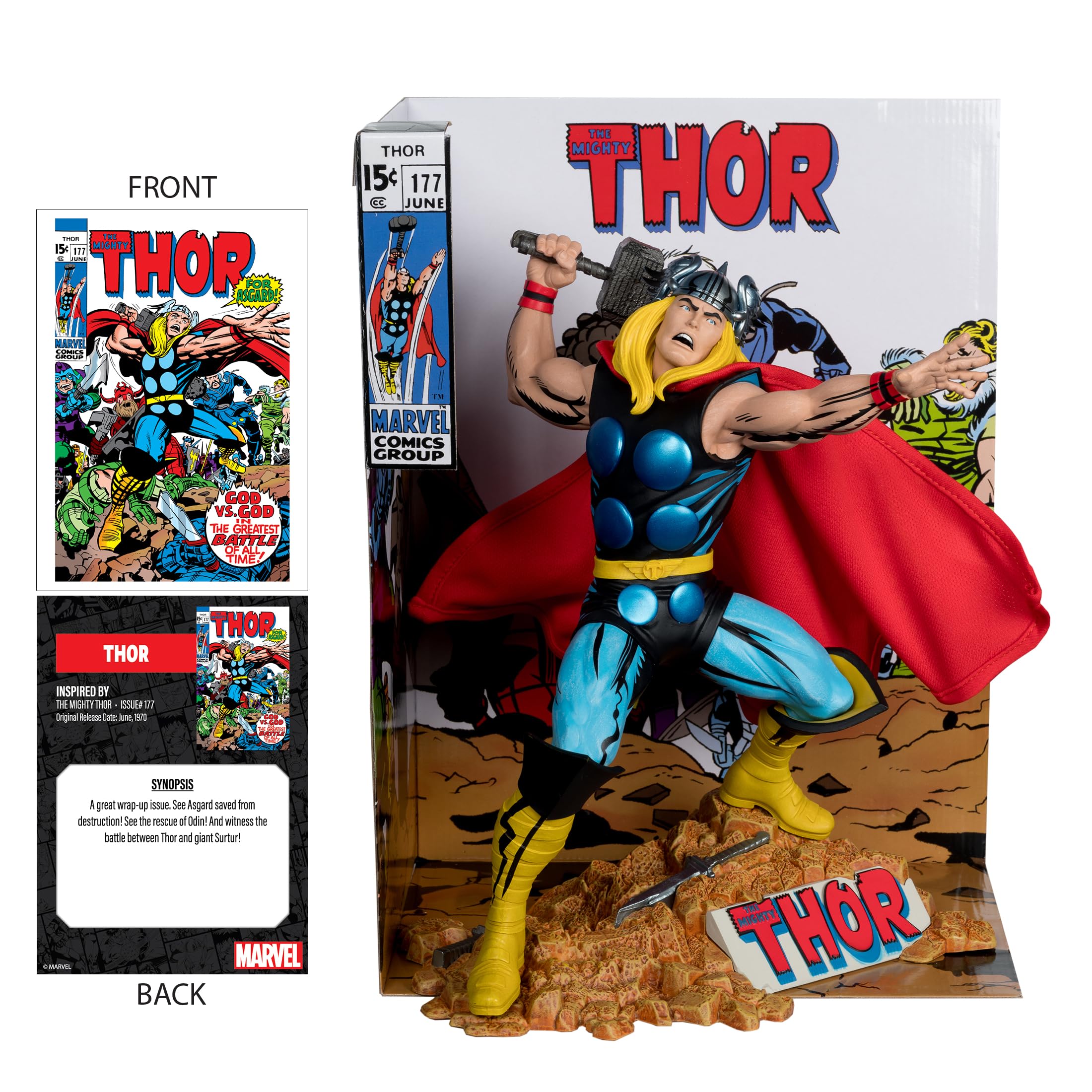 McFarlane Marvel Thor 1:6 statua con scena e fumetto #177
